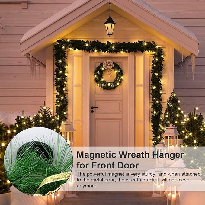 Linwnil Magnetic Wreath Hanger Wreath Holder Wreath Hanger Hook for Metal Front Door for Christmas Decorations (Black-4, 43mm)