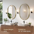 Gold Oval Mirror, 24"x32" Oval Bathroom Mirror, Brushed Gold Mirror with Aluminium Alloy Frame, Anti-Rust, Tempered Glass