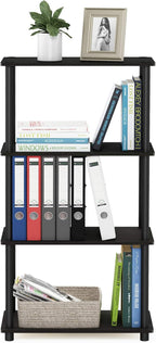 Furinno (99557EX/BK) Turn-N-Tube 4-Tier Multipurpose Shelf Display Rack - Espresso/Black