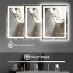 DUMOS 36.1"x36.1" LED Bathroom Mirror, Smart Anti-Fog Bathroom Vanity Mirror with Front Light & Backlit, 3 Color Temperatures, Dimmable, Memory Function