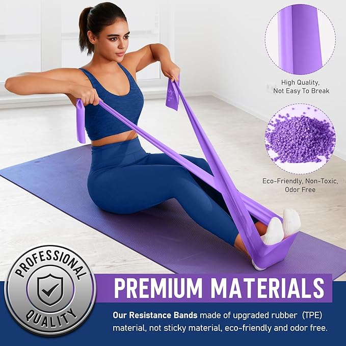 WALITO Resistance Bands for Working Out, Exercise Bands for Women and Men, Workout Bands for Physical Therapy, Stretch, Recovery, Pilates, Rehab, Strength Training and Home Gym