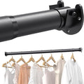 Closet Rods for Hanging Clothes, 17 to 69 Inches Stepless Adjustable Metal Closet Rod, 1.3 Inches Heavy Duty Clothes Hanging Rod for Closet Wardrobes Laundry RV, Black