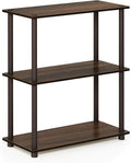 Furinno TURN-N-TUBE Storage Shelves, 3-Tier Book Shelf, Corner Shelf, Toolless Open Shelves, for Organization and Storage, Living Room, Garage, Home Office, Walnut