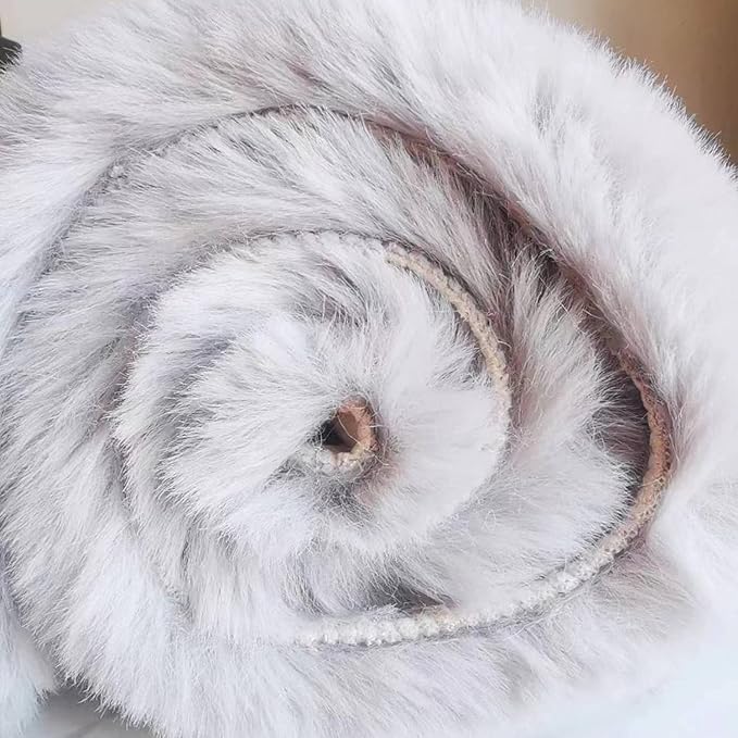 Ghouse Faux Rabbit Fur Round Rug 3ft Grey Round Rugs for Bedroom Decor Fluffy Area Rugs for Living Room, no-Shedding Carpet Sheepskin Washable Rug Rome Decor