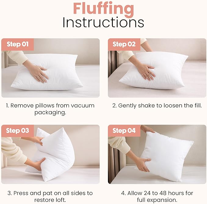 Utopia Bedding 17x17 Pillow Inserts, Set of 2, White – Indoor Decorative Throw Pillows for Bed, Sofa & Couch – Soft, Supportive & Fluffy Cushion Inserts