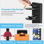 Eiito Hat Organizer for Baseball Caps, 1 Pack Strong Adhesive Hat Rack for Wall, Multilayer Hat Storage Display Holder, Wall Mounted Hat Hooks Hold up to 8 Hats for Closet (Black 1PCS)