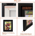 Goldfinch 2 Packs Sports Magazine Frame Displays Magazines Measuring 8.5 x 11.25 or 8.25 x 11 inches with Double Black Core Matting, Deep Frame Moulding, with Installed Hangers