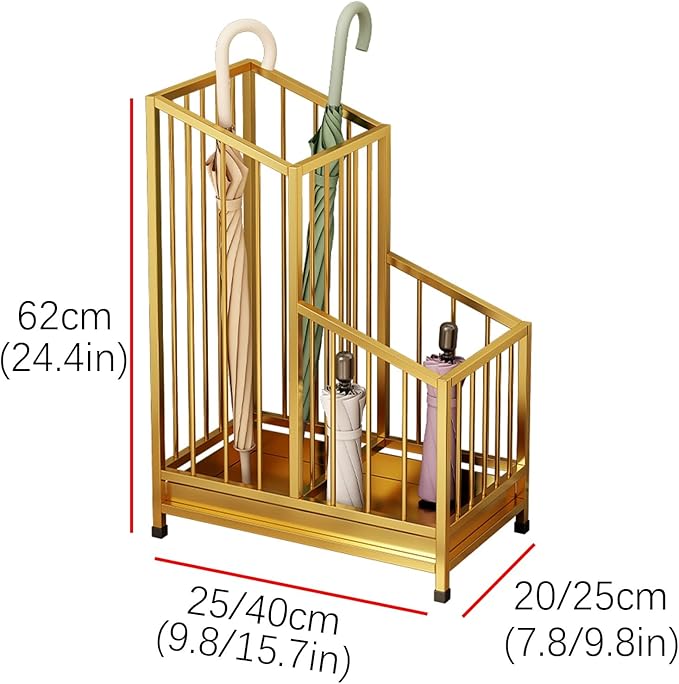 Indoor Metal Umbrella Stand，Umbrella Storage，Tall Metal Standing Umbrella Holder，Umbrella Holder for entryway，for Hotel，Offices，Home，Commercial(Black,25 * 20 * 62cm/10 * 8 * 24.4in)