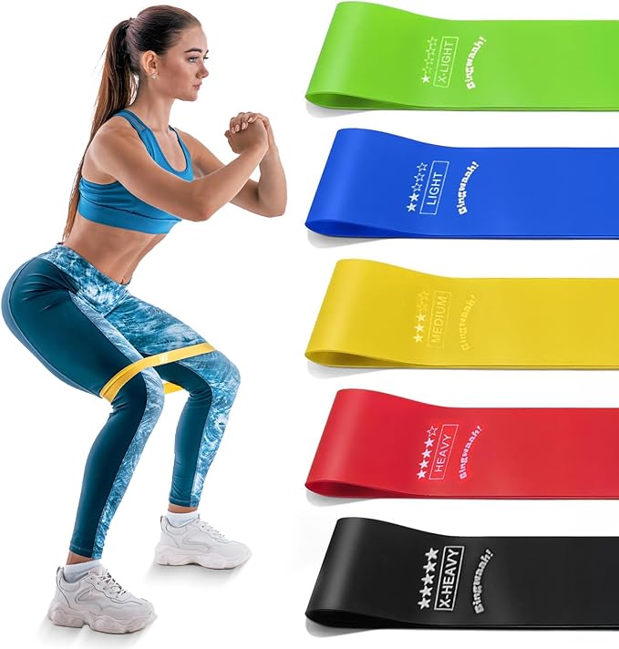 Bingwaah Mini Loop Resistance Bands – Fabric & Elastic Sets Exercise Bands for Strength Training - Rehab, Yoga, Pilates & Home Workout Equipment