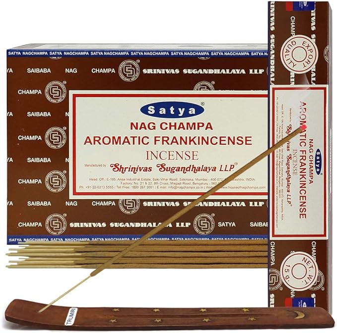 Aromatic Frankinsence Incense Sticks and Incense Stick Holder Bundle Insence Insense Satya