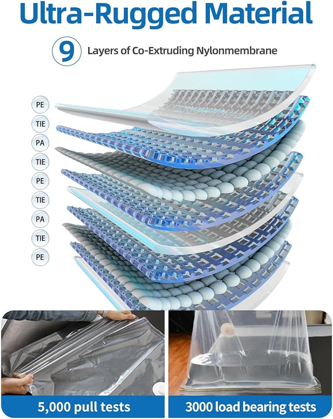 Vacuum Storage Bags for moving, Vacuum Seal Bags for Memory Foam, Latex, Clothing & Bedding, Space Saver Bags (1 King/Cal-King)
