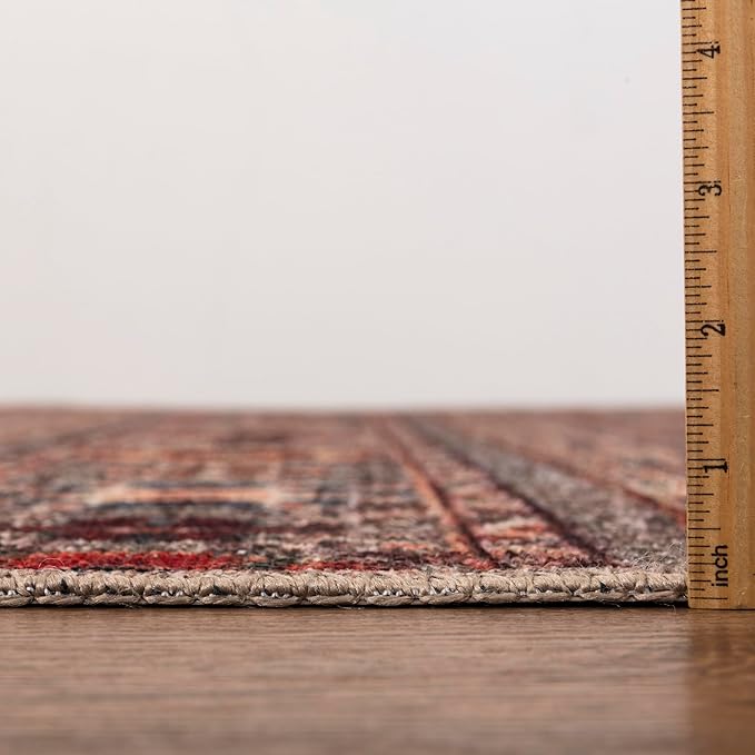 Keen Home Design 8x10 Rug - Machine Washable Area Rug with Non-Slip Backing, Ideal for Living Room, Dining Room, Bedroom - Vintage, Easy Clean, Durable, Low Pile Rug - (8' x 10')