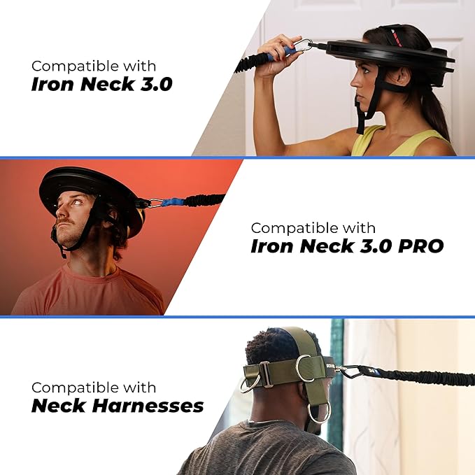 Iron Neck Resistance Band, Durable Exercise Band with Steel Carabiners for Neck Training, Strength Workouts, Stretching, and Rehab