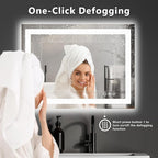 DUMOS 36.1"x36.1" LED Bathroom Mirror, Smart Anti-Fog Bathroom Vanity Mirror with Front Light & Backlit, 3 Color Temperatures, Dimmable, Memory Function