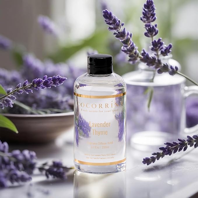 COCORRÍNA Refill- Lavender Thyme 6.7 Fl.oz Reed Diffuser Refill with 8 Sticks