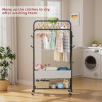 SINGAYE Clothes Garment Coat Rack Drying Clothing Racks Metal Freestanding for Hanging Clothes Portable Closet for Laundry Bedroom Black