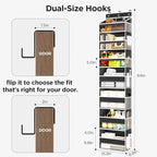 Over The Door Organizer, 7 Tier Door Hanging Organizers with 7 Large Pockets 12 Side Pockets, Behind Door Storage Hanging Shelves for Closet Bathroom Bedroom Nursery