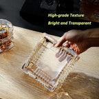 Handmade Glass Ashtray, Ashtray Ash Holder for Indoor or Outdoor Patio Desktop Office Smokers, Ash Tray for Tabletop Home Office Decor (Amber, L)