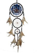 Triple Circles Wolf Eagle Bear Canvas Printing Dream Catcher Bedroom Wall Decor, Christmas Home Decoration,Widelife Wall Decoration Feather Decoration Remorlet (DC13 Wolf Scount)
