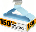 150 Pack Clothes Hangers,Non Slip Blue Plastic Coated Metal Coat Hanger for Closet,Sturdy Thin Hangers Bulk Space Saving Hangers for Pants,Skirt,Shirt,Dress,Tie