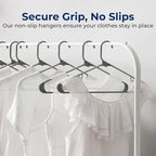 SereneLife 100 Pack Plastic Hangers, Non-Slip, Space-Saving Closet Organizers, Durable and Strong for Shirts, Sweaters, Hoodies, Kids Clothes & Dresses, Ultra-Thin, Lightweight