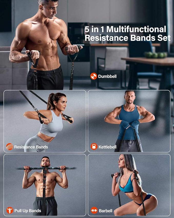 Resistance Bands, Exercise Bands, Resistance Bands for Working Out, Pull Up Assistance Bands, Work Out Bands with Handles for Men and Women Fitness, Strength Training Equipment