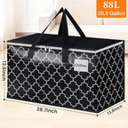 HomeHacks Heavy Duty Moving Bags with Tag Pockets, Collapsible Storage Totes for Moving, Camping & Travel -Foldable Packing Boxes, Zipper Handles, Black（6 Packs, 88L）