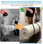 Mattress Vacuum Bag Twin/Twin XL Space Saver Mattress Vacuum Seal Bag with Straps for Moving Double Zip Seal Reusable Mattress Compression Vacuum Storage Bags