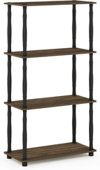 Furinno Turn-N-Tube 4-Tier Multipurpose Shelf Display Rack, Classic Tubes, Columbia Walnut/Black
