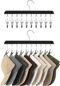 StorageWorks Hat Rack, Closet Organizer and Storage for Baseball Caps,Set of 2 with 10 Adjustable Stainless Steel Clips, Fits All Caps, Black