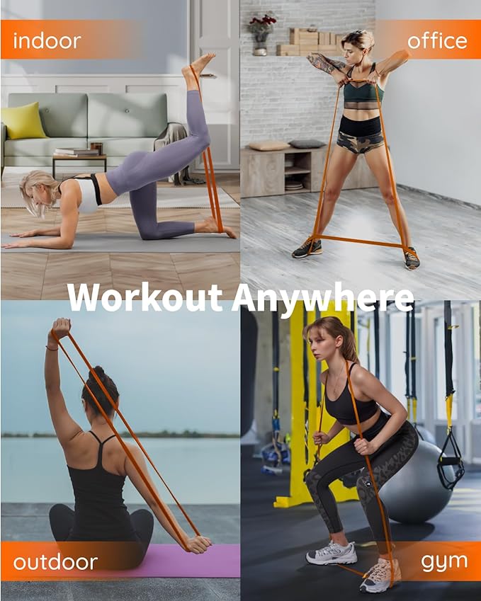 Resistance Bands Set - Pull Up Bands for Men Women, Exercise Bands Resistance with Door Anchor, Training Poster & Pouch for Body Stretching, Pull Up Assist