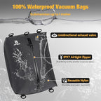 3 Pack Vacuum Bags for Travel with Pump, 3-Size Set Reusable Vacuum Compression Bags for Luggage, Space Saver IP67 Waterproof Vacuum Packing Cubes for Suitcase&Backpack, Black
