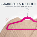 HOUSE DAY Rosy Red Velvet Hangers 60 Pack, Non Slip Clothes Felt Hanger Heavy Duty for Coat, Premium Slim Space Saving Suit Hangers for Closet Organizer, 360° Rotating Silver Hook