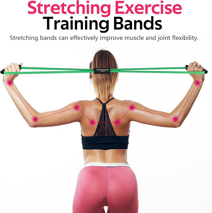 RENRANRING Figure 8 Fitness Resistance Bands with Handles - Exercise Tube Band Set of 3 for Arm and Shoulder Stretch, Rope 8 Word Elastic for Women and Men