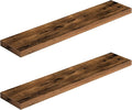 HOOBRO Floating Shelves for Wall, Wall Mounted Shelf Set of 2, 39.4" Hanging Shelf with Invisible Brackets, for Wall in Bathroom, Bedroom, Toilet, Kitchen, Living Room, Rustic Brown BF100BJP201G2