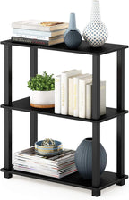 Furinno TURN-S-TUBE Storage Shelves, 3-Tier Book Shelf, Corner Shelf, Toolless Open Shelves, for Organization and Storage, Living Room, Garage, Home Office, Americano
