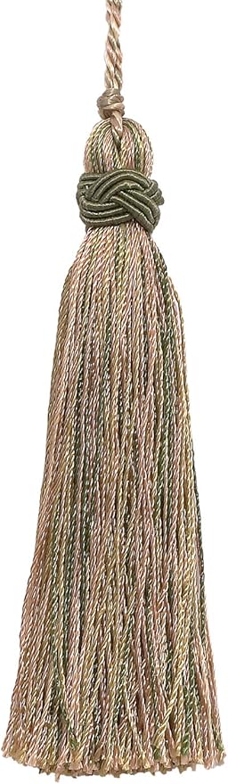 4" (10cm) Decorative Hand-Crafted Tassel | Craft Tassel (ITS) Beige Khaki Green Multicolor #4567 (Kahki Green, Dark Beige, Kahki Beige) Sold Individually