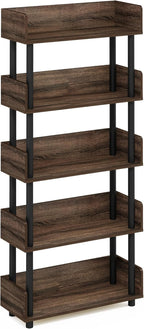Furinno Turn-N-Tube 5-Tier Toolless Freestanding Multipurposes Display Rack, Walnut