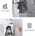 FlyDOIT Modern Geometric Patchwork Area Rug, 2x6 Grey Runner Rugs for Living Room, Rockwood Collection Indoor Rugs for Bedroom, Throw Carpet Floor Decor for Entryway Dining Room Office Nursery