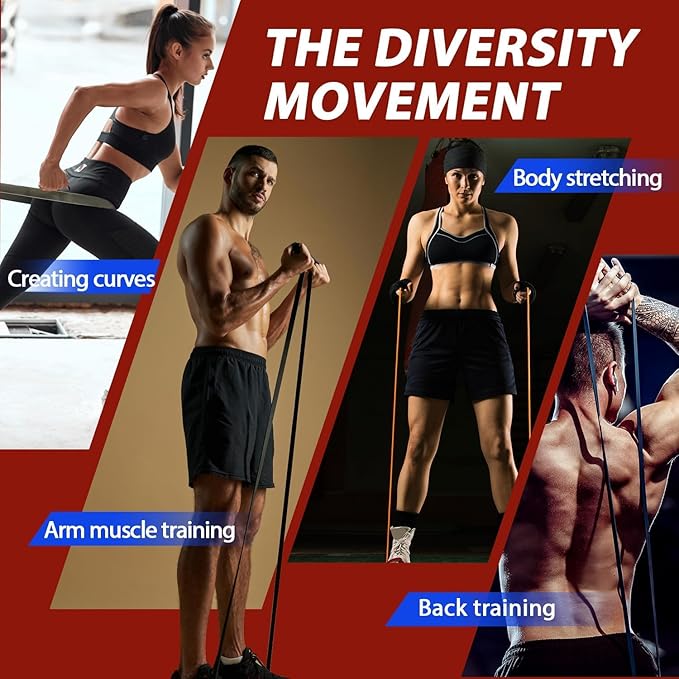 LEEKEY Resistance Bands, Exercise Bands with Handles,Pull Up Assist Bands - Band Set with Door Anchor - Bands for Working Out,Band for Men and Women Fitness Training,Home Workouts