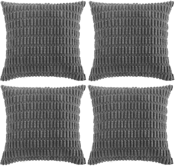 Fancy Homi 4 Packs Decorative Throw Pillow Covers for Living Room Couch Bed, Modern Farmhouse Boho Home Décor Accent Cushion Case, 26" x 26", Dark Gray
