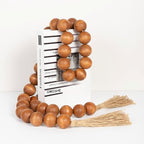 OMISHE 76" Long Extra Large Wood Bead Garland with 1.6" Diameter Wooden Beads and Tassels, Rustic Farmhouse Country Decorative Beads for Home Tiered Tray Decor, Brown