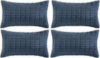 Fancy Homi 4 Packs Decorative Throw Pillow Covers for Living Room Couch Bed, Modern Farmhouse Boho Home Décor Accent Cushion Case, 24" x 16", Dusty Blue