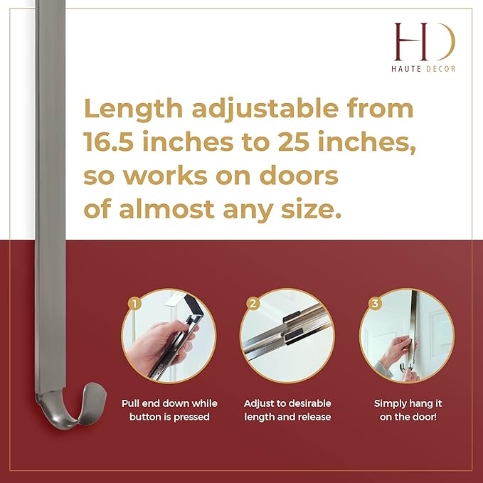 Haute Decor Adjustable Length Wreath Hanger - 20 Lb. Capacity