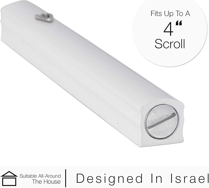 A&S Mezuzot Alumium Mezuzah Case in Silver Shin Design Weatherproof Door Mezuza Judaica Art for Home Blessing (White, 5 Inches)