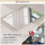 Keonjinn 48 x 40 in Brushed Nickel Bathroom Mirror, Rectangular Wall Metal Framed Vanity Mirror Square Corner Aluminum Alloy Modern Rectangle Wall-Mounted Mirror(Horizontal/Vertical)