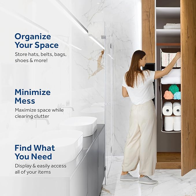 ZOBER Hanging Closet Organizer, 5-Shelf - Hanging Storage Organizer Shelves for Clothes, Towels, Toys - College Dorm Room, Nursery, & Home Closet