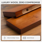 Homeforia 18 inch Floating Shelf Oak, High End Solid Real Wood 18inch Long Floating Shelves for Wall Mounted, Honey Oak Wooden 18in Floating Shelves, Heavy Duty Bracket, 18 X 6.5 X 1.75 inch, Set of 2