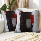 Red and Grey Abstract Art Artwork Pillow Cover, Gallery Modern Decorative Throw Pillows Cushion Cover for Bedroom Sofa Living Room 16 x 16 Inch Set of 2