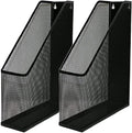 YBM HOME Steel Mesh Wall Magazine File Holder for Home & Office Organization, Serves as a Magazine Rack, Desk Organizer, Letter and Mail Bin, Holds Up to 20 Magazines - 2-Pack Black, 1101-2
